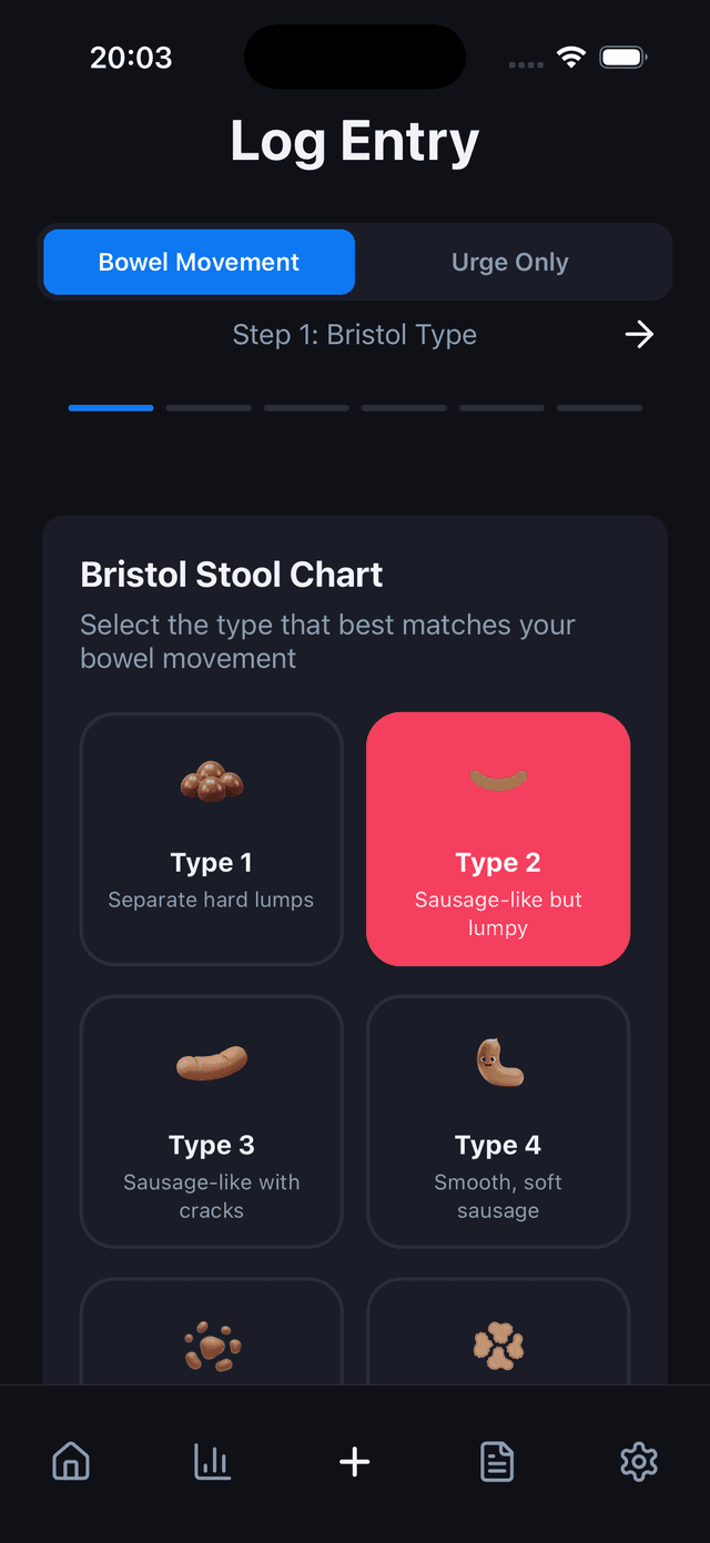 GutLog quick logging screen